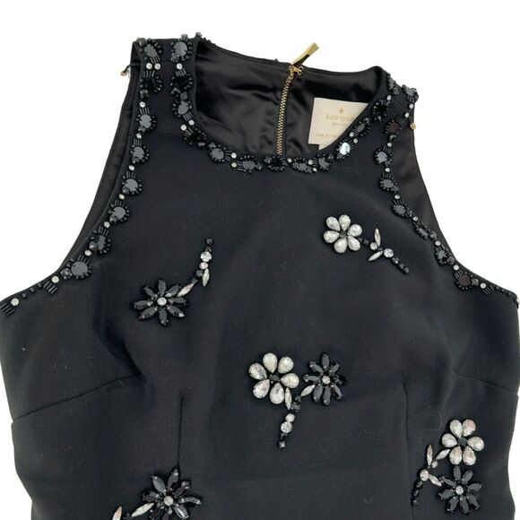 Kate Spade Scattered Brooch Embellished Bejeweled A-Line Mini Dress Black Size 2 - Picture 4 of 9